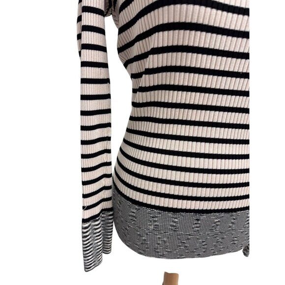 Cache women's striped stretch sweater round neck long sleeve size L - Picture 11 of 12